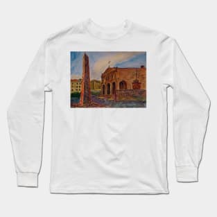 Watercolor Sketch - Church of Santa Maria del Gesu` di Montesalvo. Enna, Sicily Long Sleeve T-Shirt